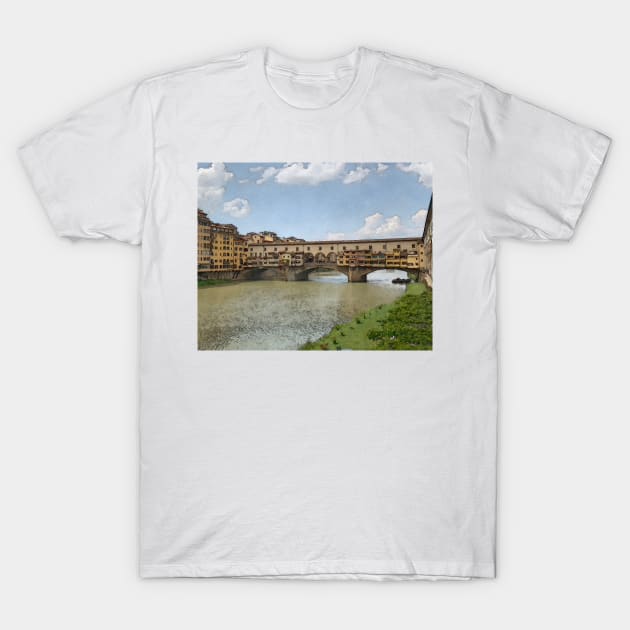 Shops Spanning The Arno River T-Shirt by KirtTisdale